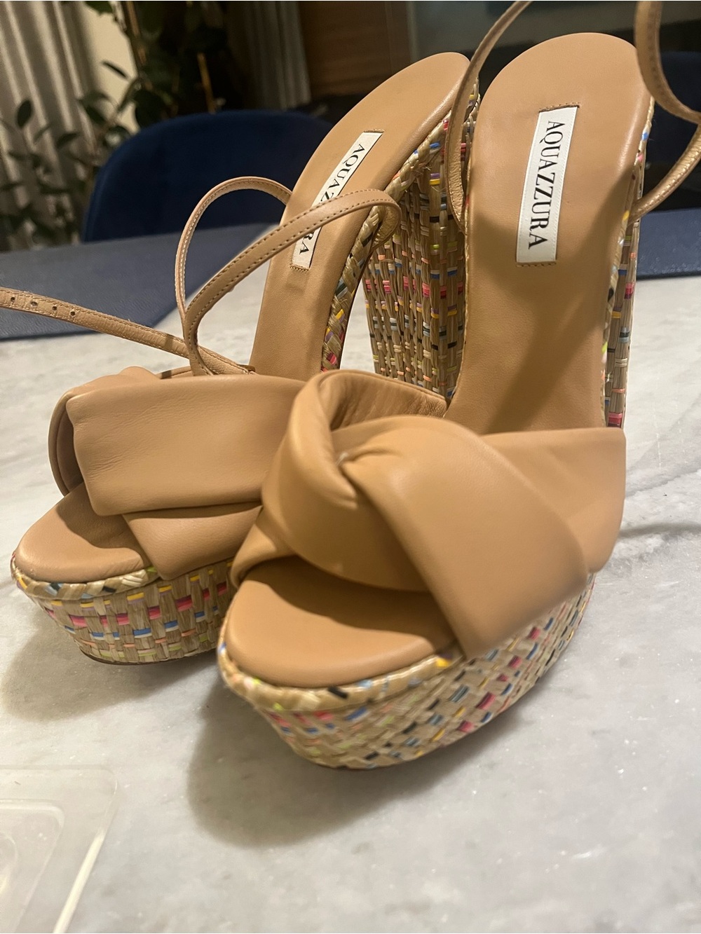 AQUAZZURA Olie Twisted Leather Platform Sandal - Picture 8 of 9
